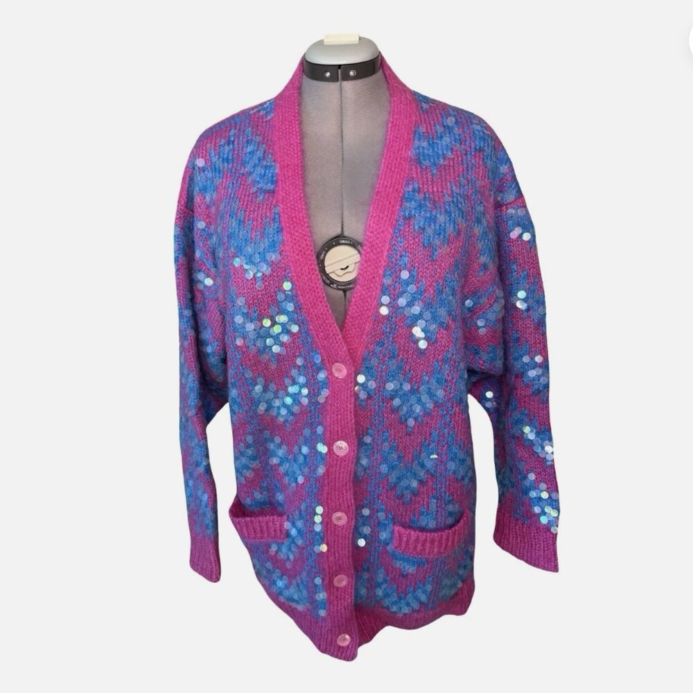 GUCCI - Wool Chevron & Sequin Cardigan - Size XL
